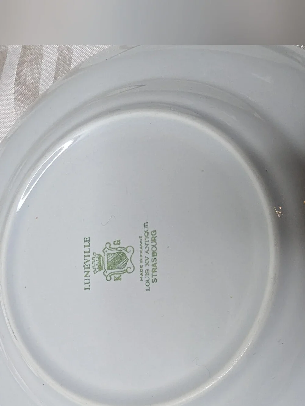 K&G Luneville Old Strasbourg Plates France Antique Off White Pink Floral Cottage